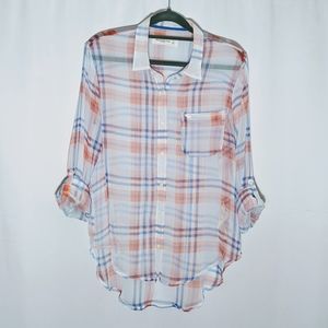 ABERCROMBIE & FITCH Sheer Plaid Button Down Top